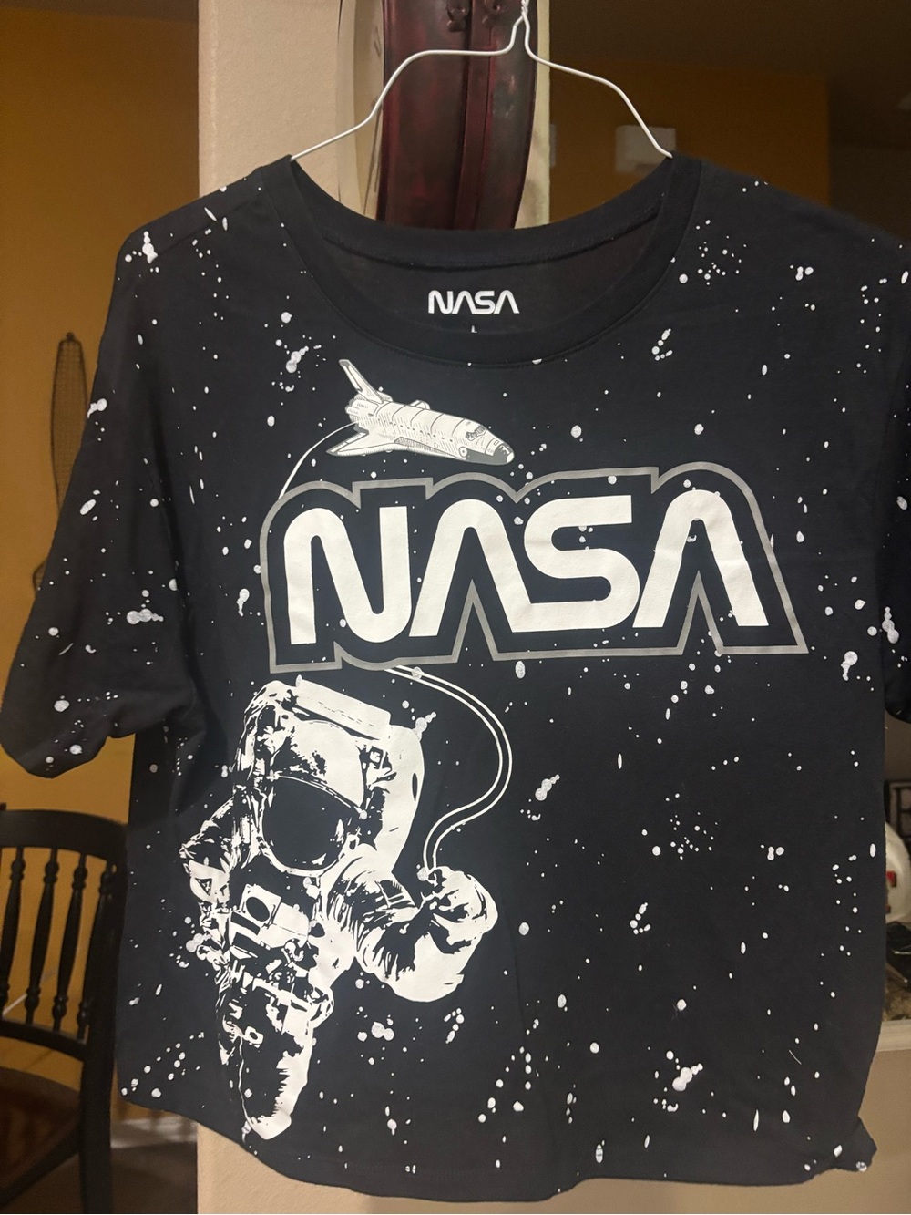 NASA Black Short Sleeve Graphic Tee with Astronaut Print